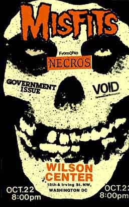 Misfits, Necros, Government Issue, Void punk hardcore flyer
