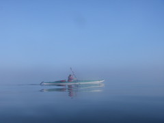Pre-breakfast paddle, navigating only by compass through the fog