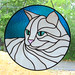 Stained Glass White Cat