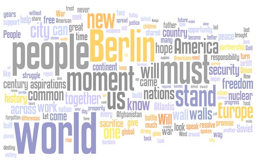 Obama's Berlin speech word cloud, image by Tim Bonnemann of Plansphere