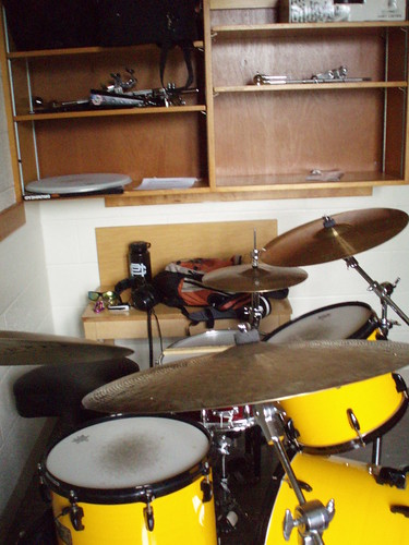 Practice room with drum set