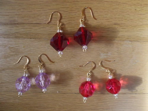 Solo Earrings kit - wine-red, lavender, and hot pink Lucite beads
