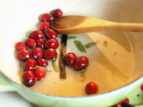 Coating Cranberries in Sage Vanilla Syrup