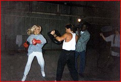 Pamela Anderson, set of "Barb Wire"