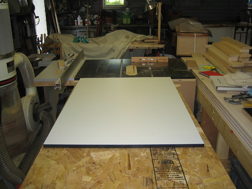 desk used as outfeed table