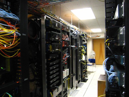 Network switching racks in the vault
