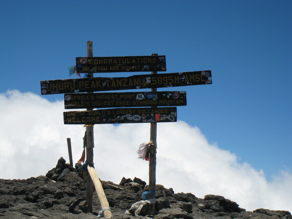 Sign atop Kilimanjaro by armstrks, on Flickr