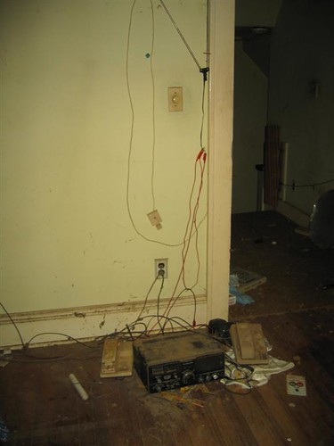 Shortwave radio rigged to TV antenna