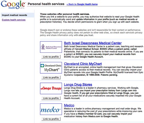 Google Health Screen Shots