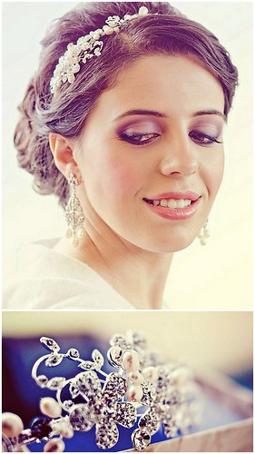 vintage inspired bridal earrings, pink freshwater pearl chandelier earrings, The Watermill NY, Albanian bride, crystal flower bridal head comb, new york bridal accessories