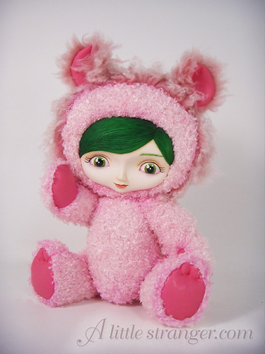 Pink traditional jointed teddy bear by A Little Stranger