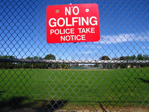 No golfing, police take notice sign