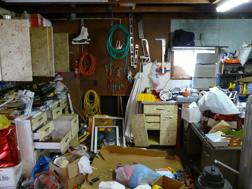 garage workspace cleanup: before