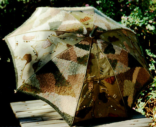 freeform knit & leather umbrella