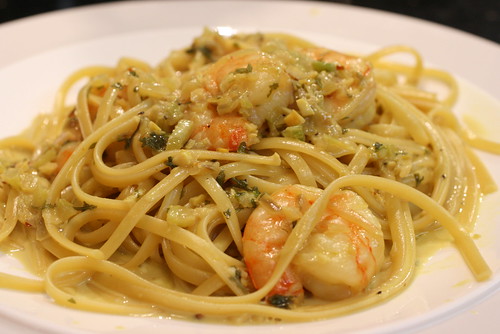 Shrimp Linguine in Tangy Lobster Sauce Plated