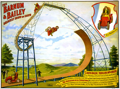 M'lle Mauricia de Tiers' auto bolide thrilling dip of death, poster for Barnum & Bailey, ca. 1905 (by trialsanderrors)