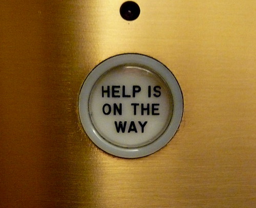 Help is on the way, elevator, Chicago Tribune, Chicago, IL.JPG