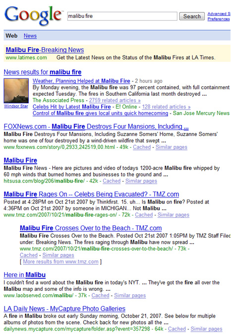 Google & Malibu Fires