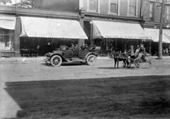 Automobile and Pony Cart on Brock Street