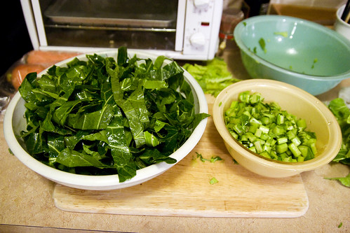 collard greens, leaves and stems