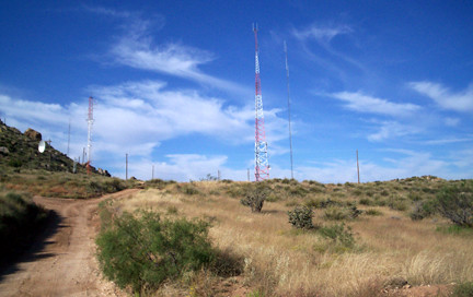 Cell towers and radio towers on Tucumcari Mountains first level.