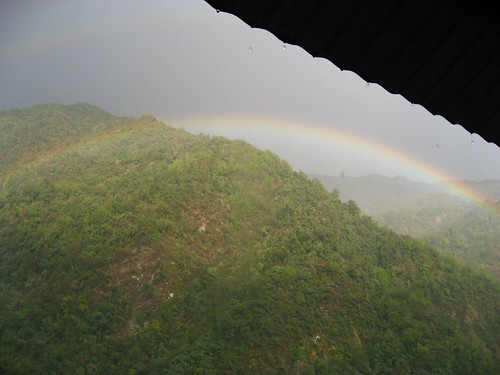 View of a Himalayan-sized rainbow from our guest house room