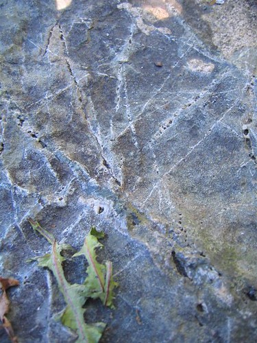 Scratch marks in stone