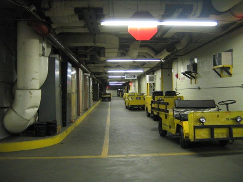 Cushman vehicles in the tunnel