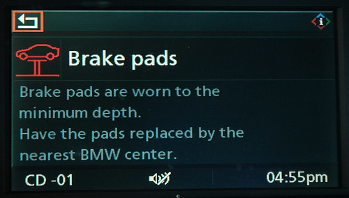 Brake Pad warning from iDrive