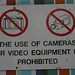 Use of cameras is prohibited sign