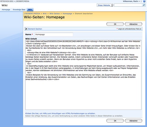 Screenshot of MS Sharepoint without Internet Explorer