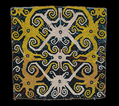 //Bead panel from a baby carrier//, Kayan or Kenyah people. Borneo 20th century, 27 x 27 cm. From the Teo Family collection, Kuching. Photograph by D Dunlop.