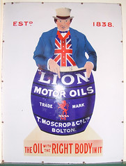 poster for Lion Motor Oil, seen at Beamish (flickr)