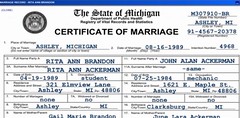 Rita and John's Marriage Certificate