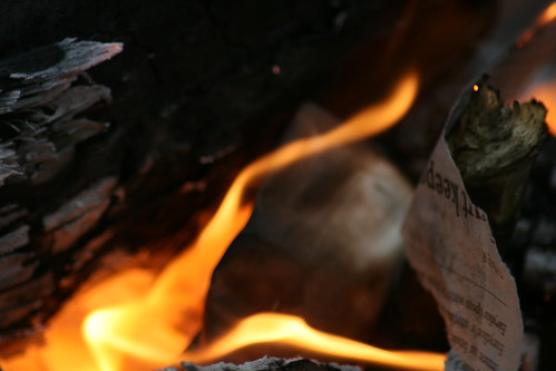 Burning newspaper