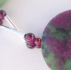 Anyolite (ruby zoisite) in a necklace with silver and garnet
