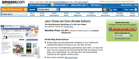 John Chow dot Com on Kindle