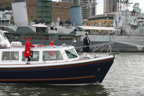 Watermen escort on the boat