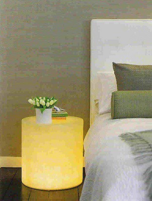 DIY modern lighting: Fiberglass planter as nightstand