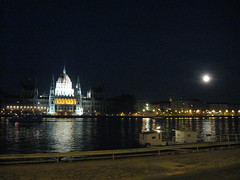 Hungarian Parliament and full moon