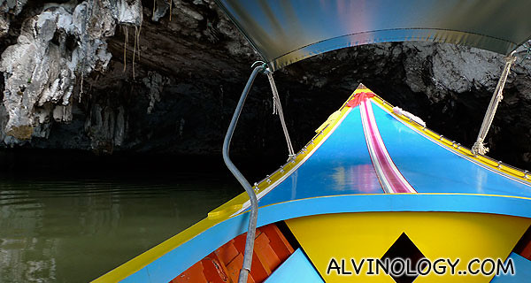 Sailing through a sea cave