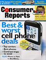 Consumer Reports cover with cell phone pictured