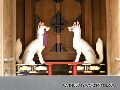 Two fox statues