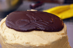 Chocolate Cake with PB Cream Cheese Frosting & Ganache