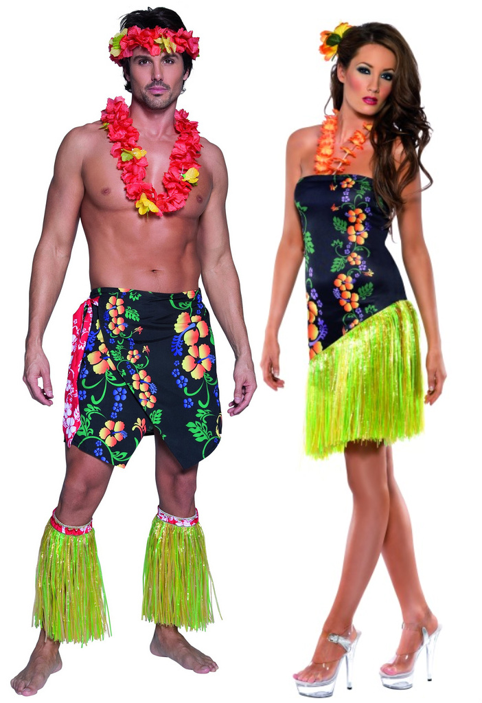 Hawaiian Couples Luau Beach BBQ Fancy Dress S/M | eBay