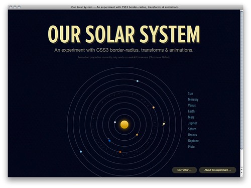 Our Solar System â€” An experiment with CSS3 border-radius, transforms & animations.