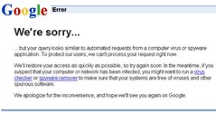 Google "We're Sorry" Error Message