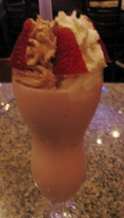 Burger Bar in Las Vegas - $7 Malted Strawberry milkshake with half chocolate and vanilla whip cream