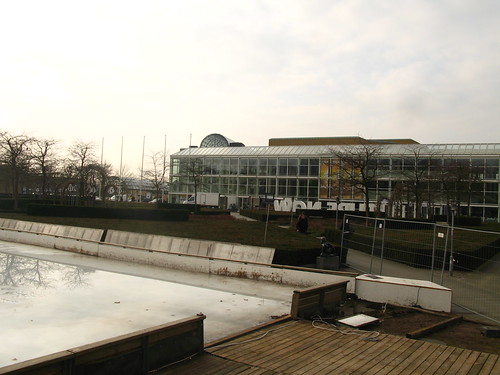 An ice rink sits right outside the Musikhuset in Aarhus, Denmark. Photo by Robin Saga