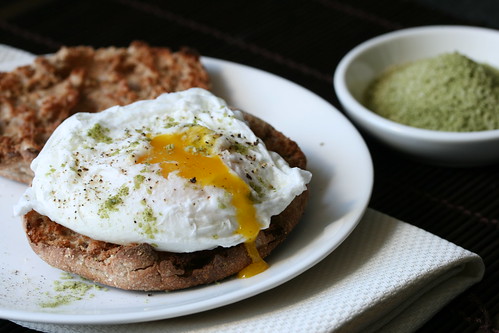 Poached Eggs with Matcha Salt